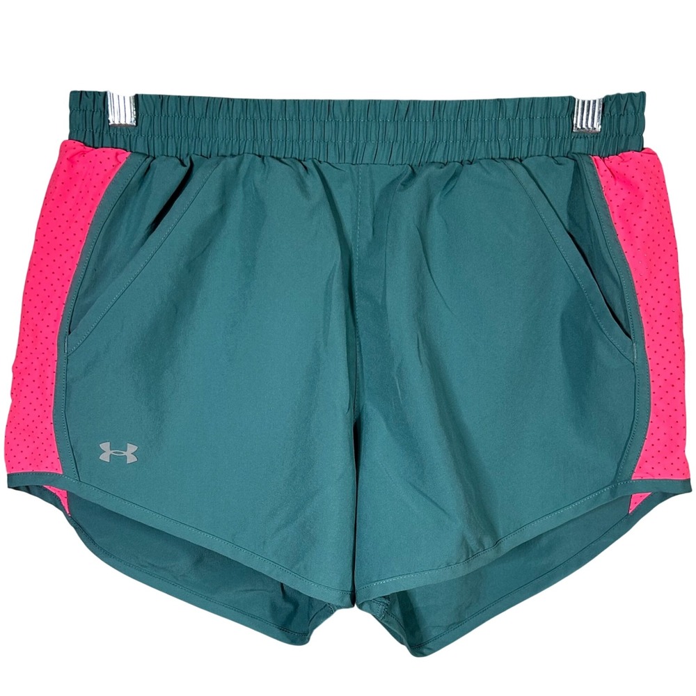 Under Armour Women Teal Pink Heatgear Running Shorts‎ Size Small Athletic
